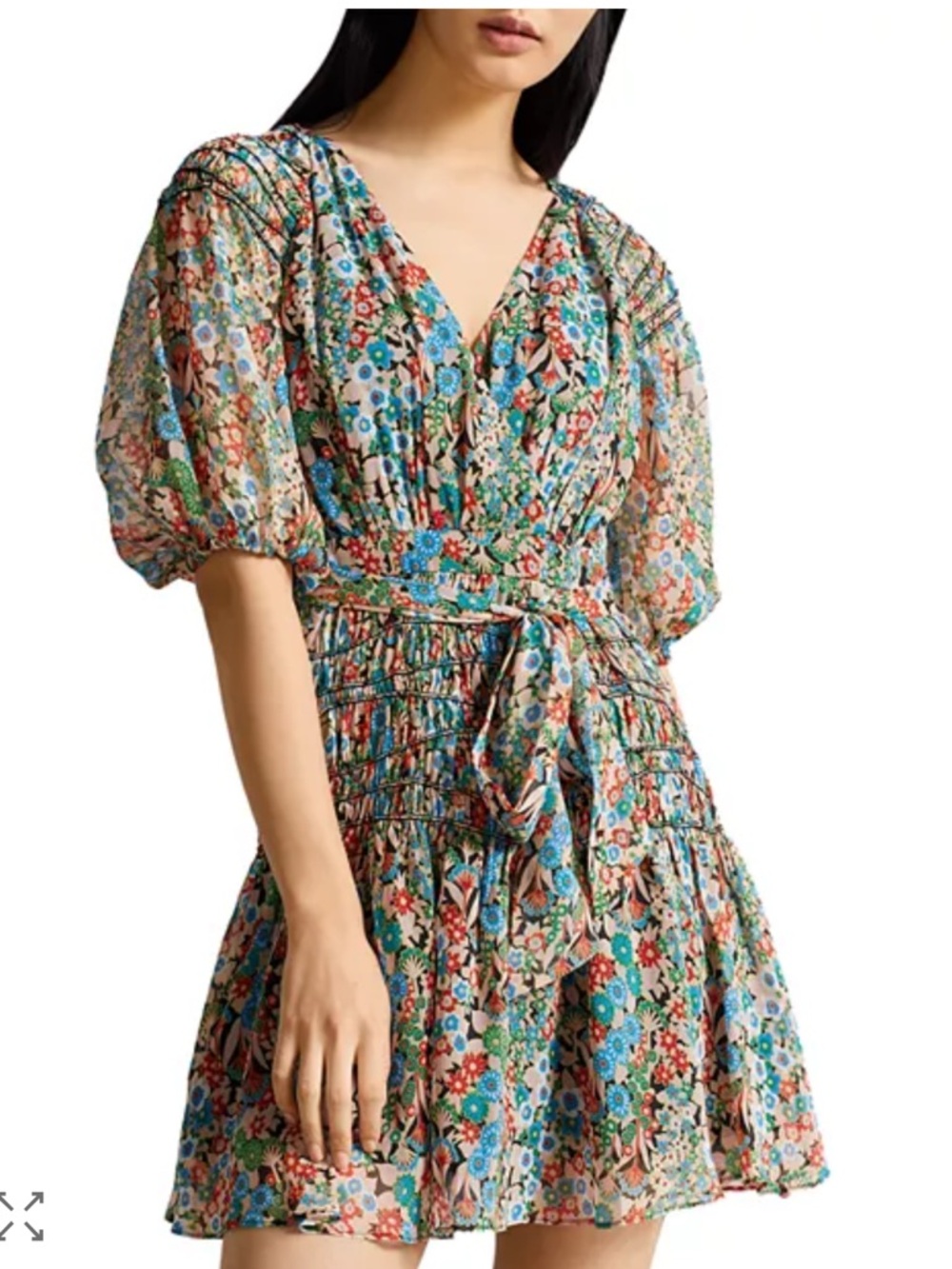 Ted Baker Tiania Smock Panel Wrap Mini Dress - Picture 1 of 13